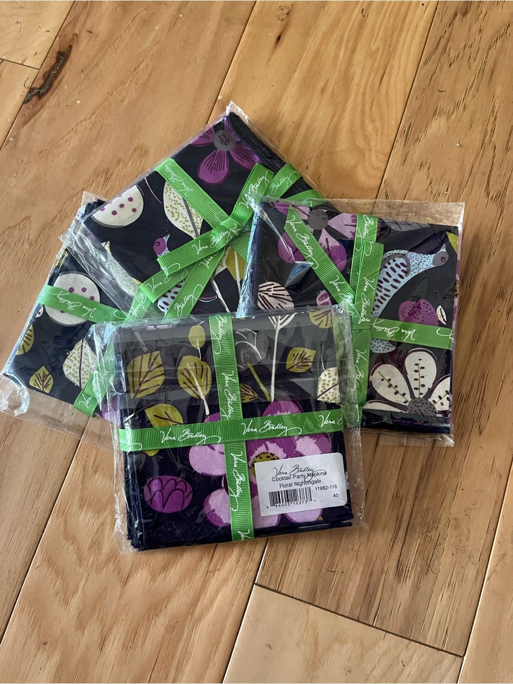 Vera Bradley Floral Cocktail Napkins in Black, Purple, Green